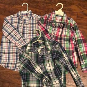 3 button up plaid boys shirts